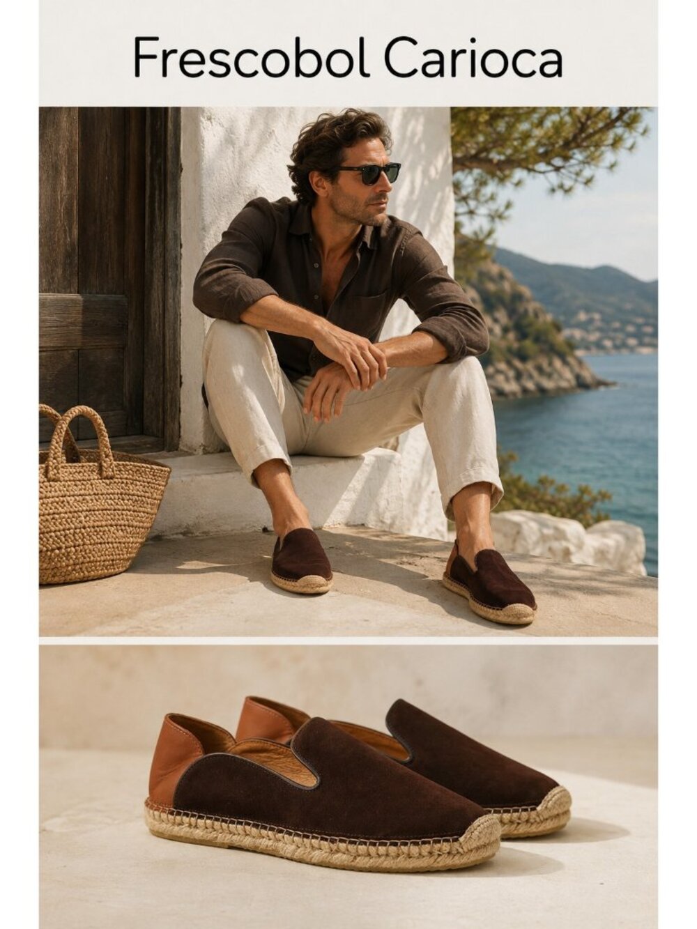 Frescobol Carioca Men’s Brown Suede Leather Espadrilles Loafers EU 43 US 10